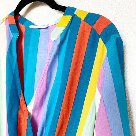 All In Favor Multi Stripe Surplice Dress Size Medium - Picture 3 of 11